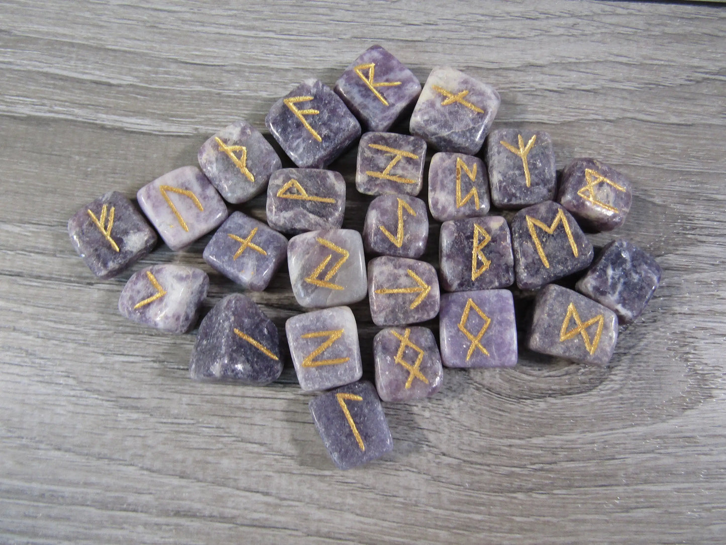 Gemstone Rune Kit with Bag and Description Card: Amethyst
