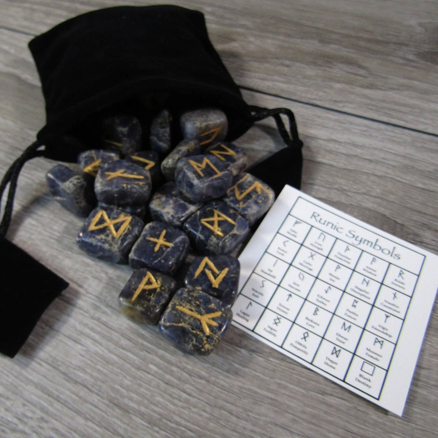 Gemstone Rune Kit with Bag and Description Card: Amethyst