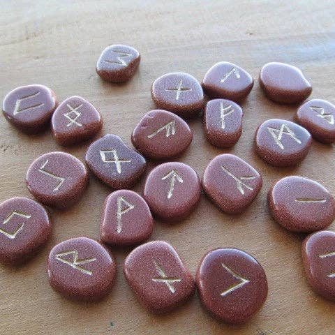 Gemstone Rune Kit with Bag and Description Card: Amethyst