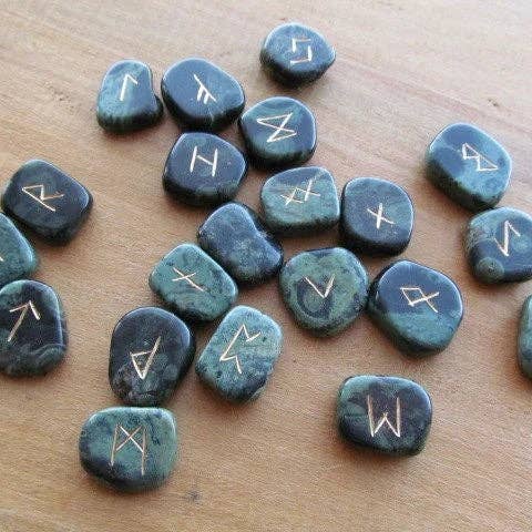 Gemstone Rune Kit with Bag and Description Card: Amethyst