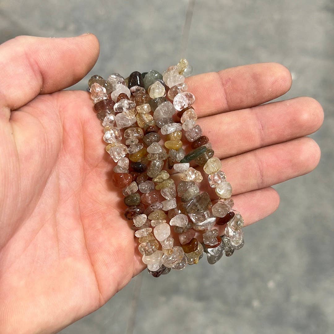 Gemstone Chip Bracelets – Common Crystals in Bulk Wholesale: White Rainbow Moonstone