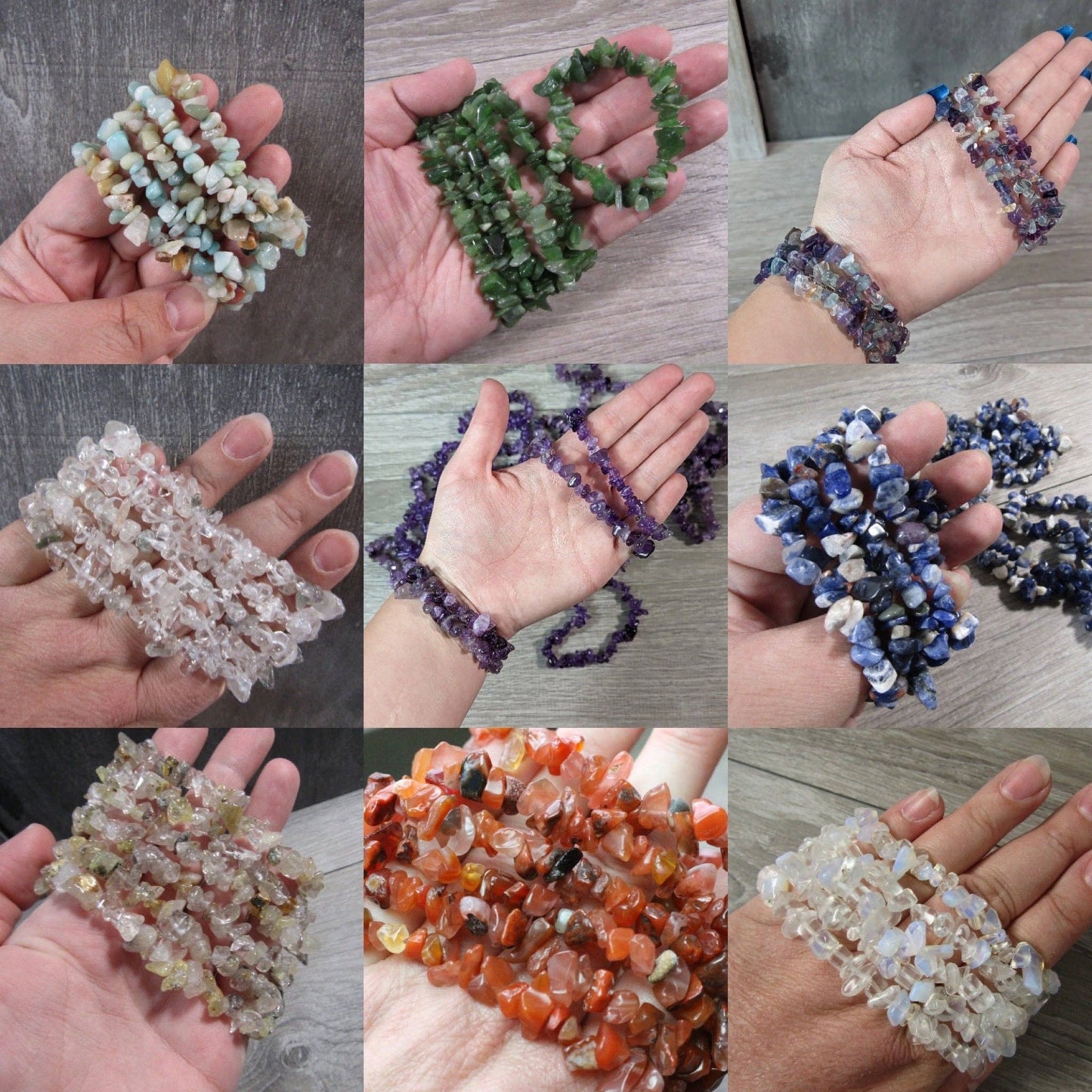Gemstone Chip Bracelets – Common Crystals in Bulk Wholesale: White Rainbow Moonstone