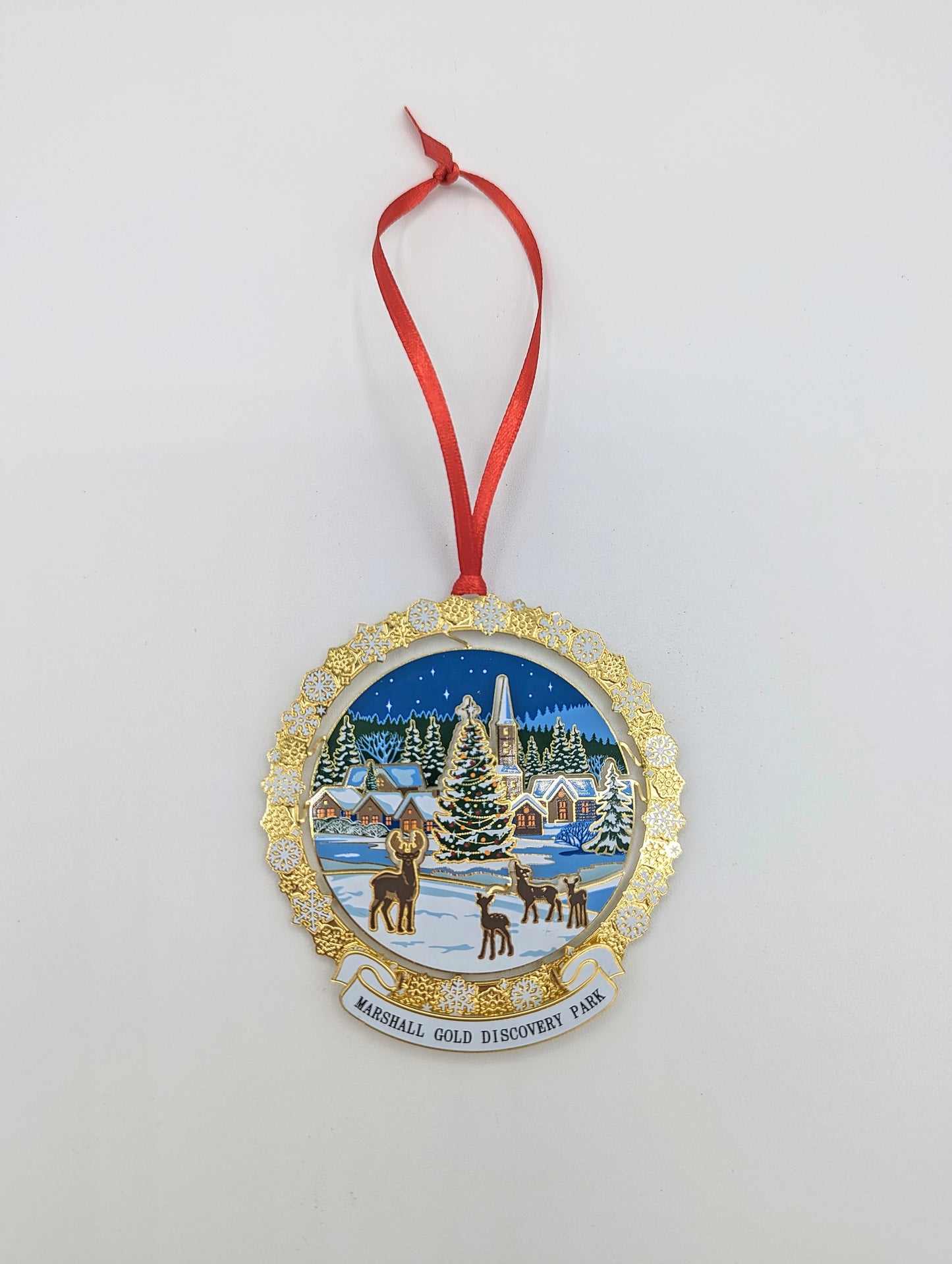 3D Collectible Brass Ornament - Winter Town Scene