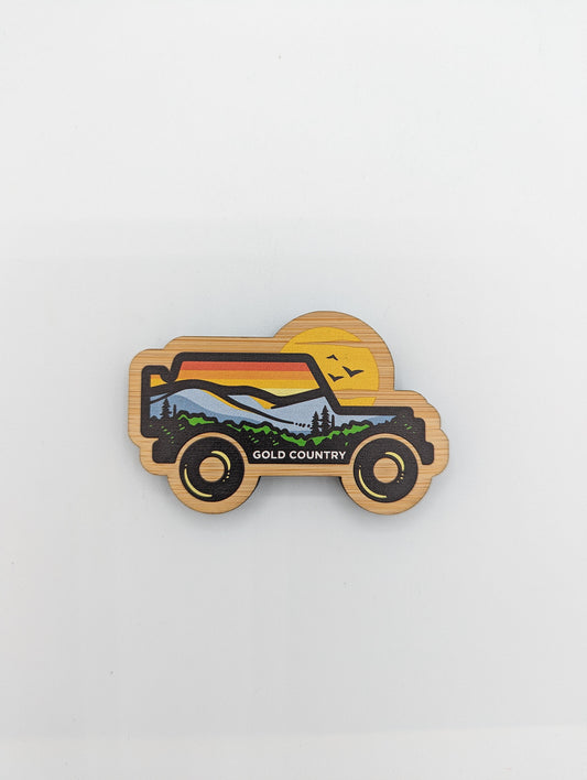 Sustainably Sourced Wood Magnets - Gold Country Jeep